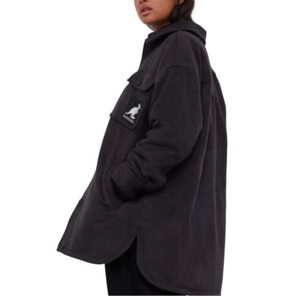 Kangol X H&M Oversized Unisex Gray‎ Shacket Shirt Jacket Coat Size S - Picture 2 of 16
